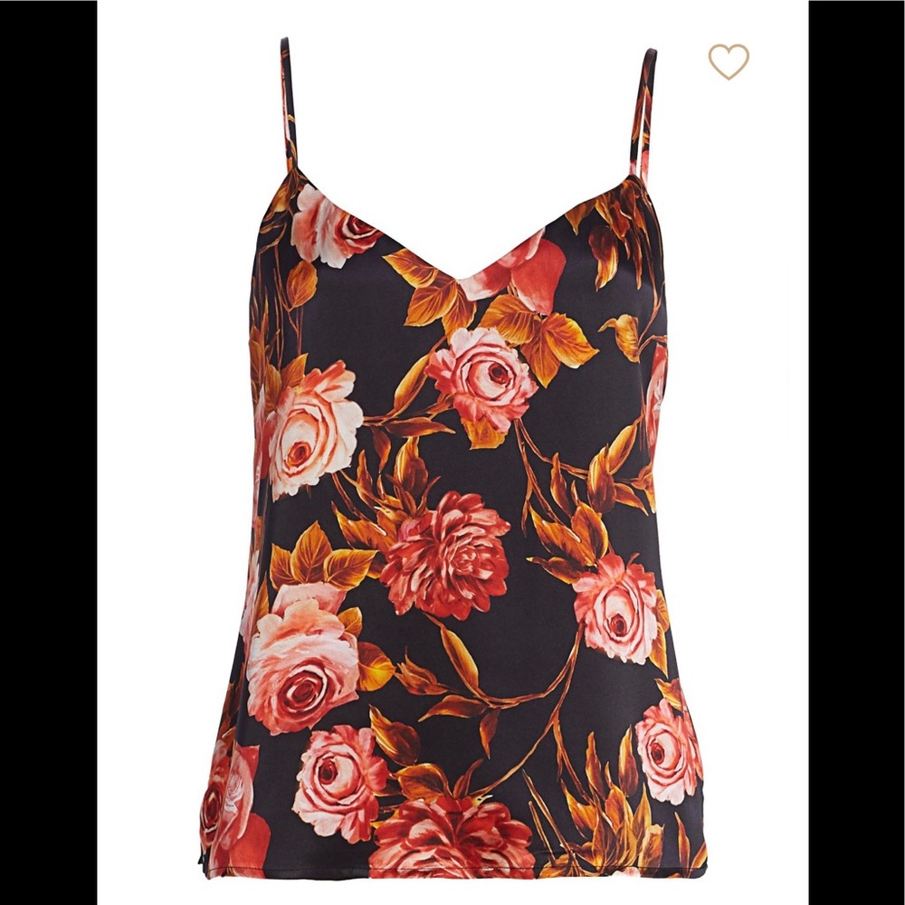 2X “HOST PICK” L’Agence Rose Print Silk Tank Top